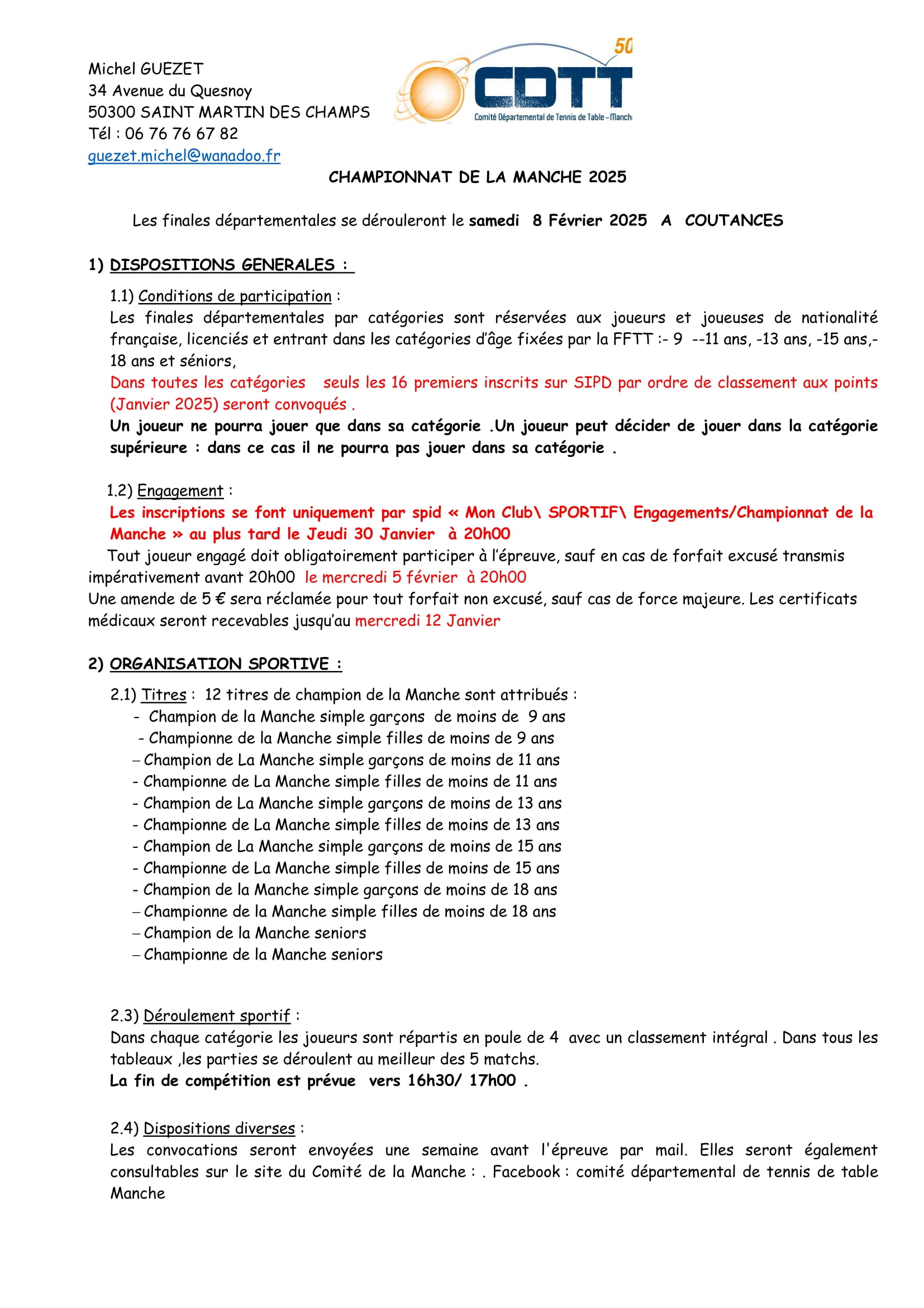 Règlement champt de la Manche 2025 1