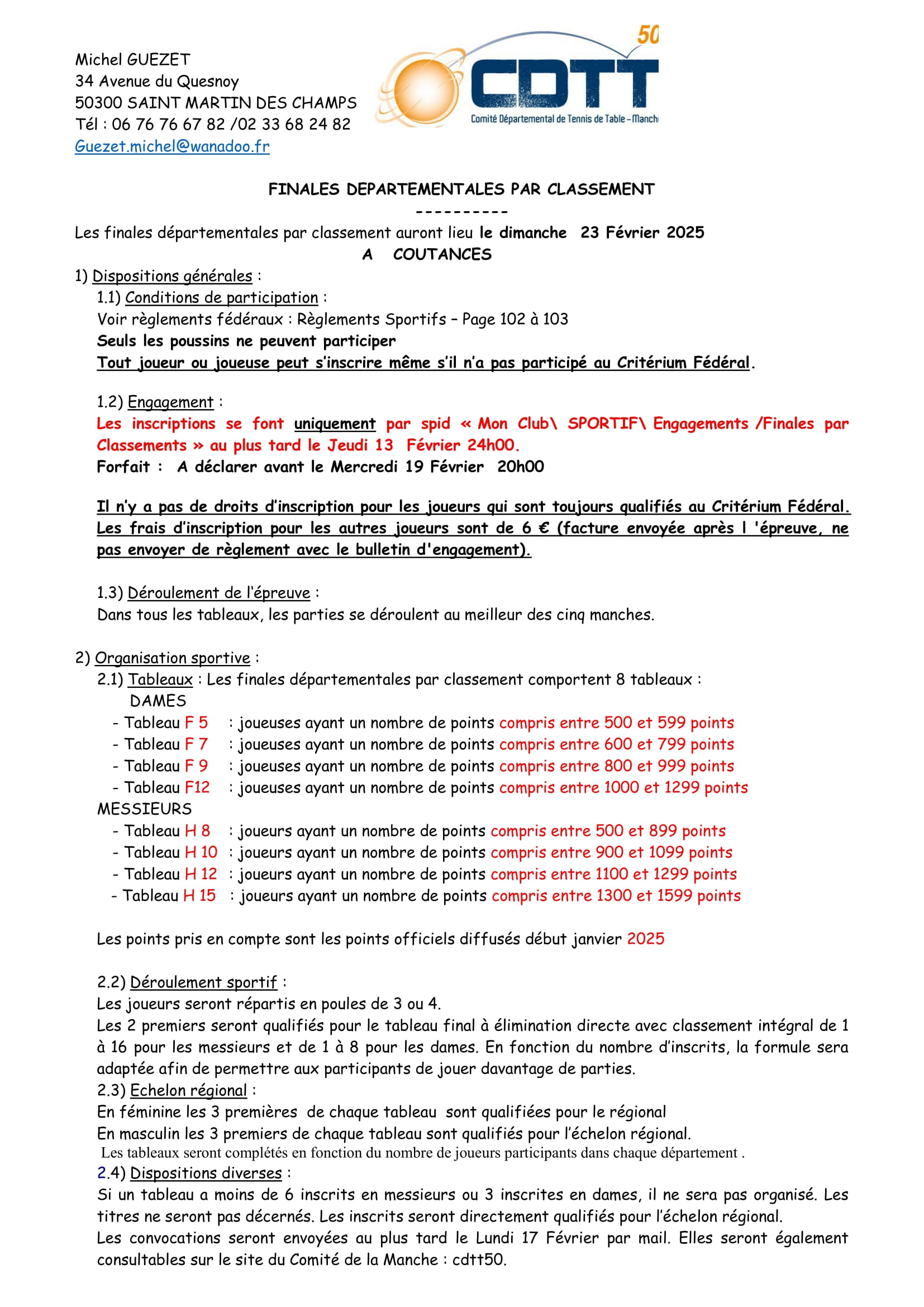 Réglement Finales Depart par Classt 2025 1