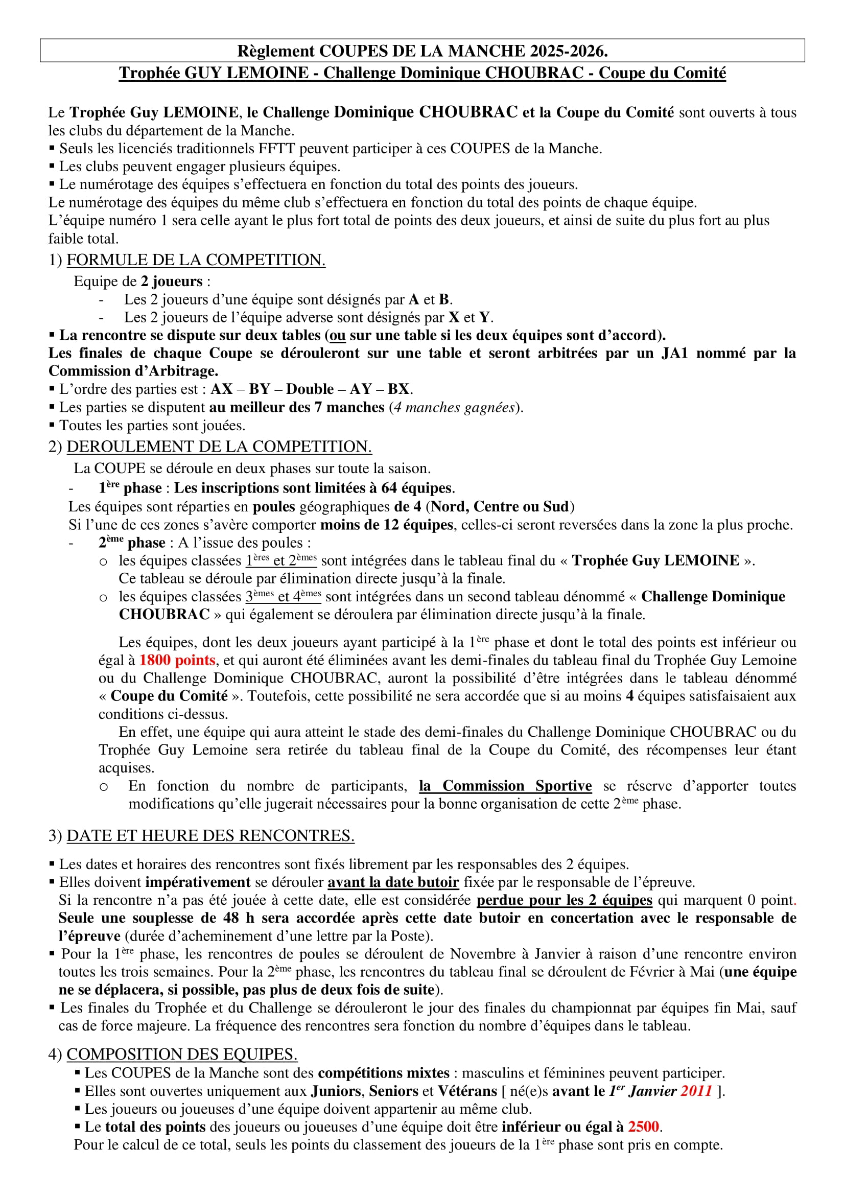 Règlement COUPES de la Manche 2025 2026 1